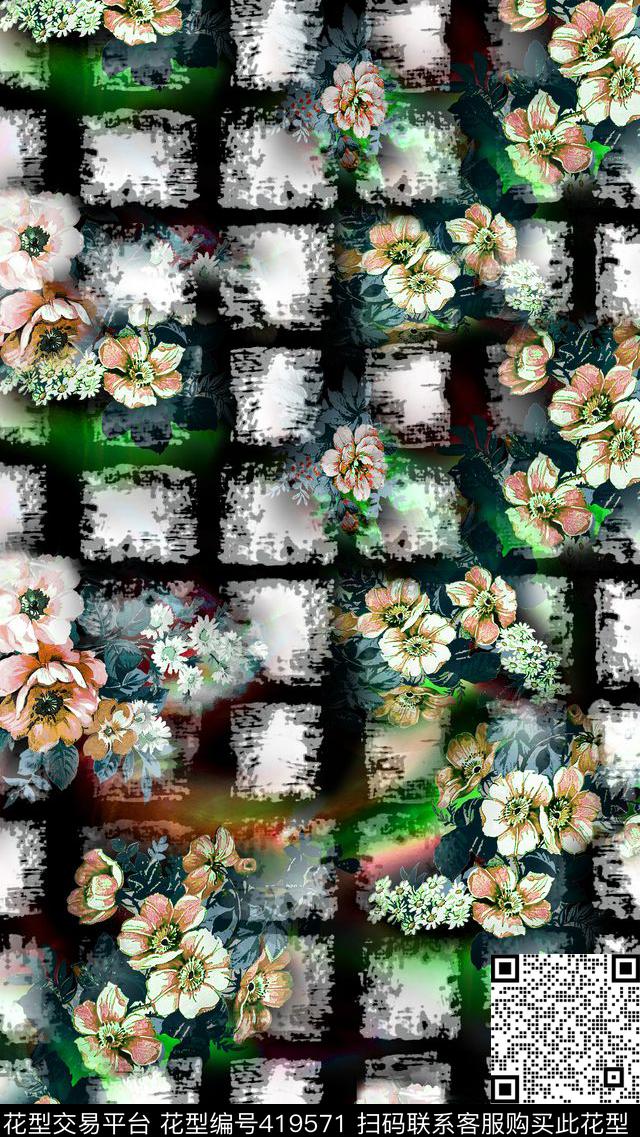 清爽格子数码印花数码印花华亿平台下载（图片编号: 419571） - 瓦栏（Walan）