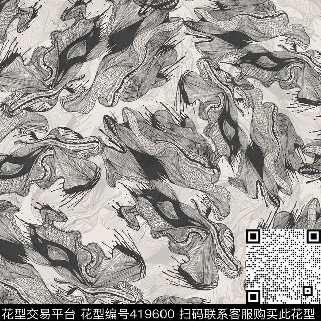 潮流复古抽象传统印花华亿平台下载（图片编号: 419600） - 瓦栏（Walan）