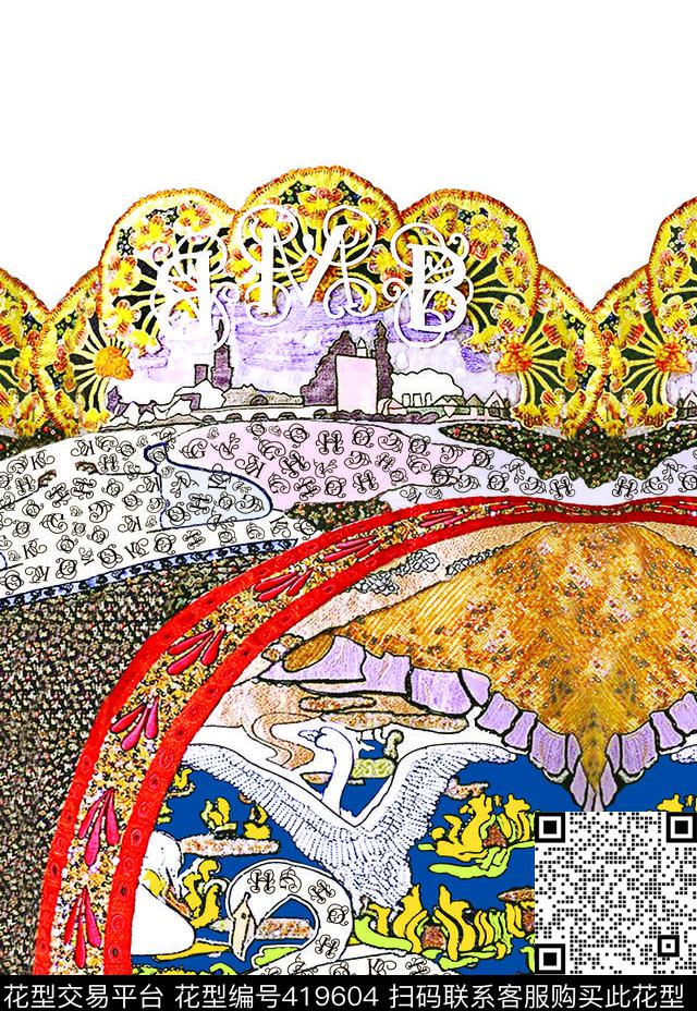 前抽像字母传统印花华亿平台下载（图片编号: 419604） - 瓦栏（Walan）