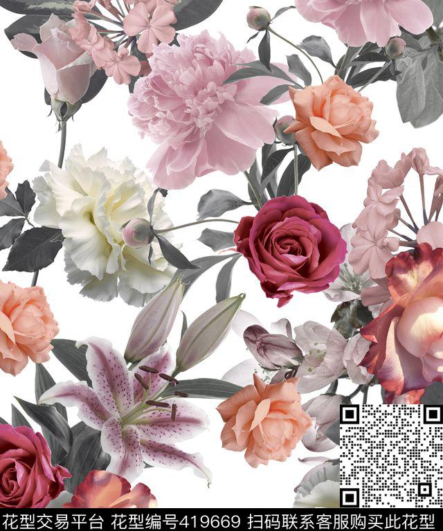 花卉沙发布华亿平台数码印花华亿平台下载（图片编号: 419669） - 瓦栏（Walan）