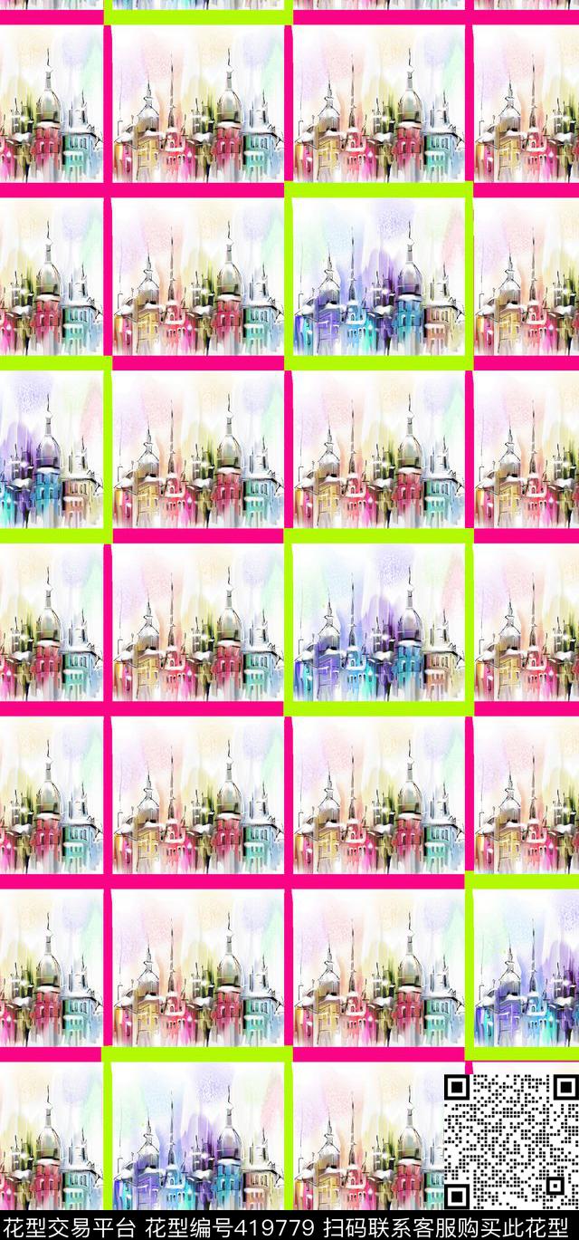 唯美都市格子数码印花华亿平台下载（图片编号: 419779） - 瓦栏（Walan）