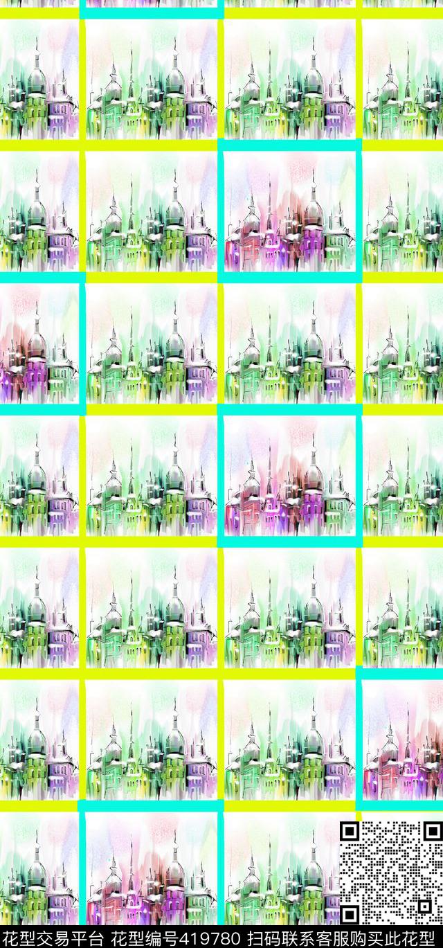 唯美都市格子数码印花华亿平台下载（图片编号: 419780） - 瓦栏（Walan）