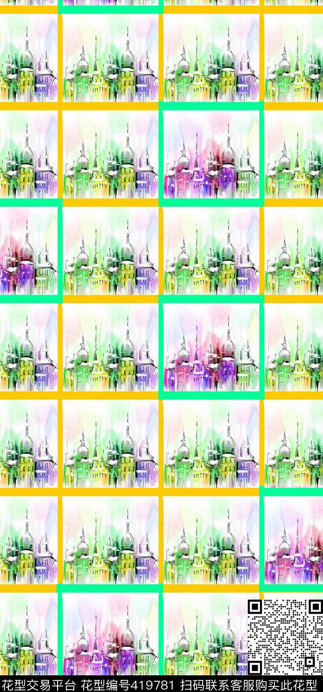 唯美都市格子数码印花华亿平台下载（图片编号: 419781） - 瓦栏（Walan）