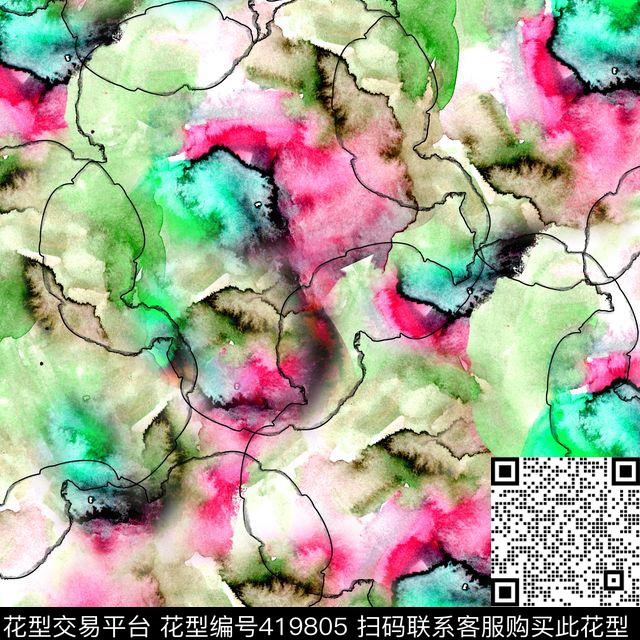 抽象刷喷数码印花华亿平台下载（图片编号: 419805） - 瓦栏（Walan）