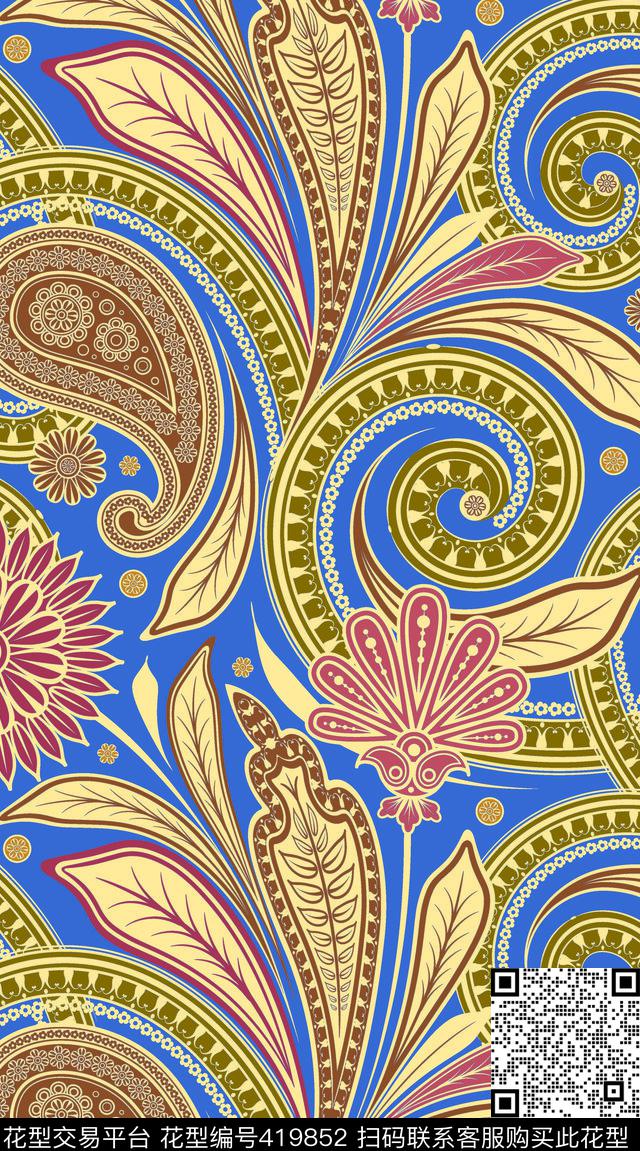 腰果民族佩斯利2.传统印花华亿平台下载（图片编号: 419852） - 瓦栏（Walan）