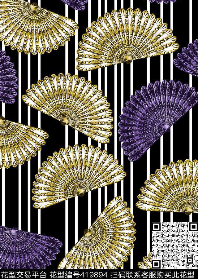 复古扇子传统印花华亿平台下载（图片编号: 419894） - 瓦栏（Walan）