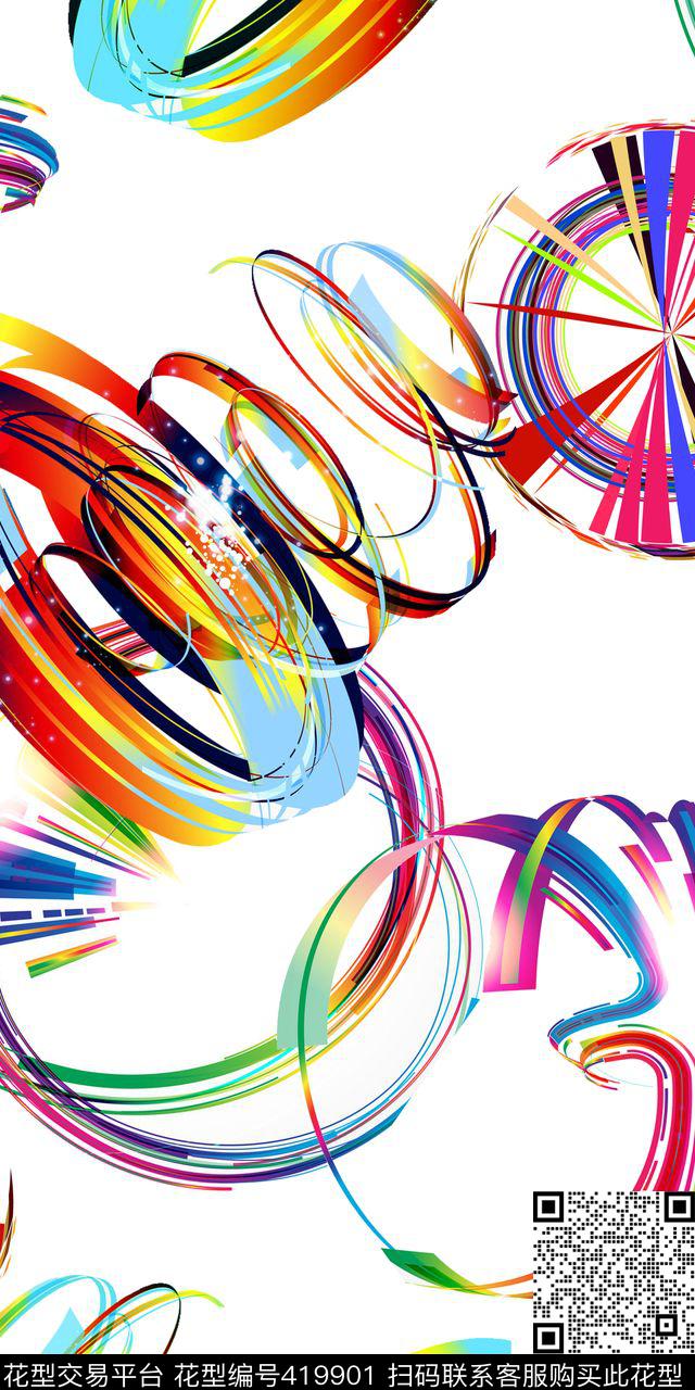 D效果抽象线条数码数码印花华亿平台下载（图片编号: 419901） - 瓦栏（Walan）