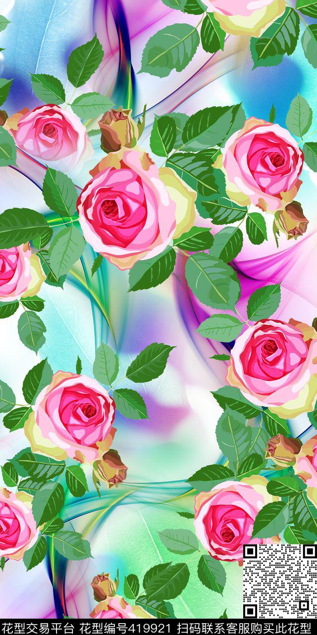 数码玫瑰艺彩——小清新数码印花华亿平台下载（图片编号: 419921） - 瓦栏（Walan）