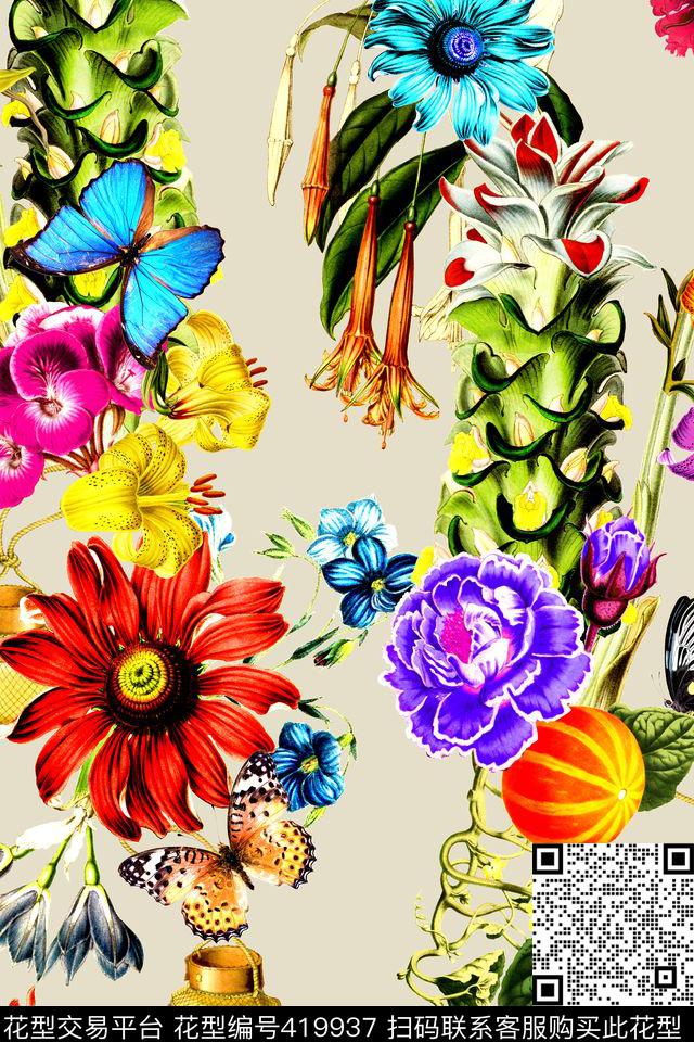 大牌时尚花卉数码印花华亿平台下载（图片编号: 419937） - 瓦栏（Walan）