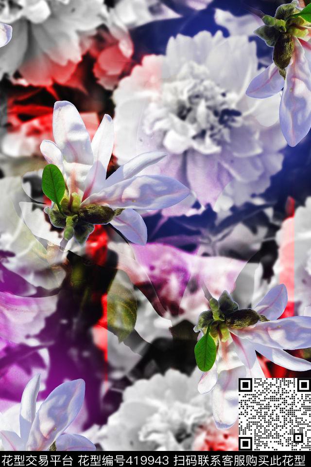 绚丽、女装、抽象、花卉数码印花华亿平台下载（图片编号: 419943） - 瓦栏（Walan）