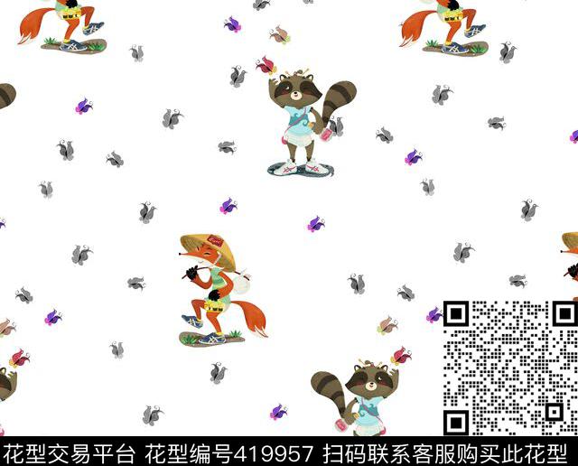 动物蝴蝶卡通数码印花华亿平台下载（图片编号: 419957） - 瓦栏（Walan）