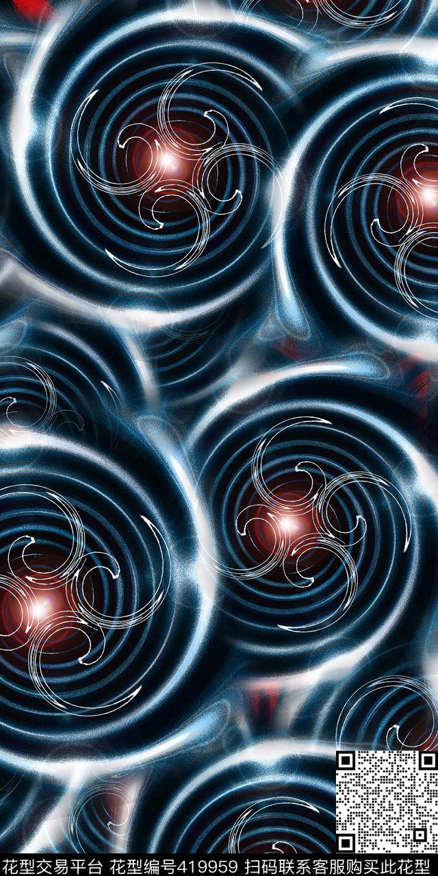 抽象梦幻漩涡数码印花华亿平台下载（图片编号: 419959） - 瓦栏（Walan）