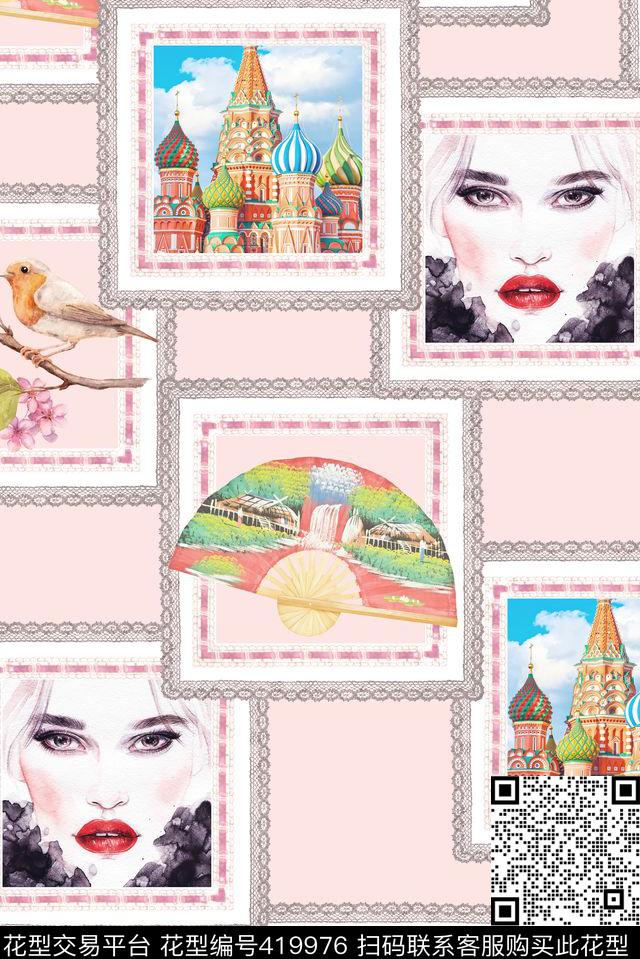 大牌手绘花鸟插画数码印花华亿平台下载（图片编号: 419976） - 瓦栏（Walan）