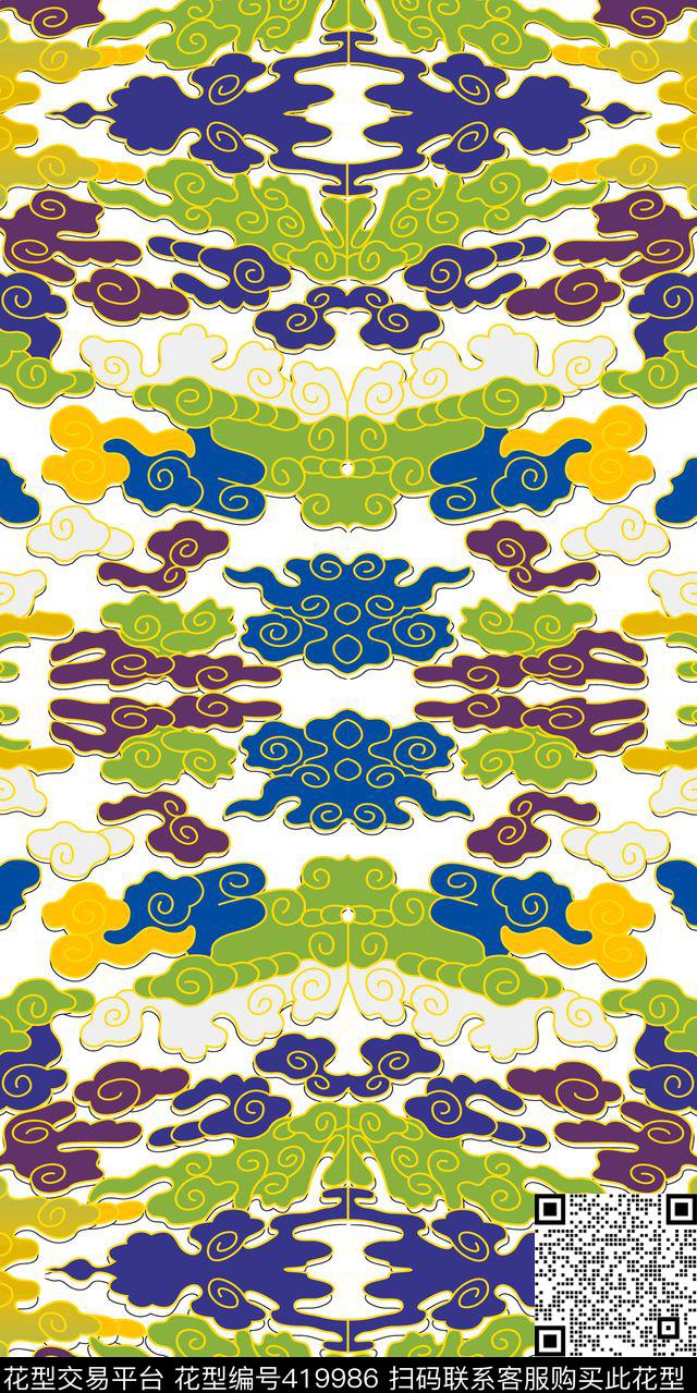 花纹民族丝绸真丝传统印花华亿平台下载（图片编号: 419986） - 瓦栏（Walan）