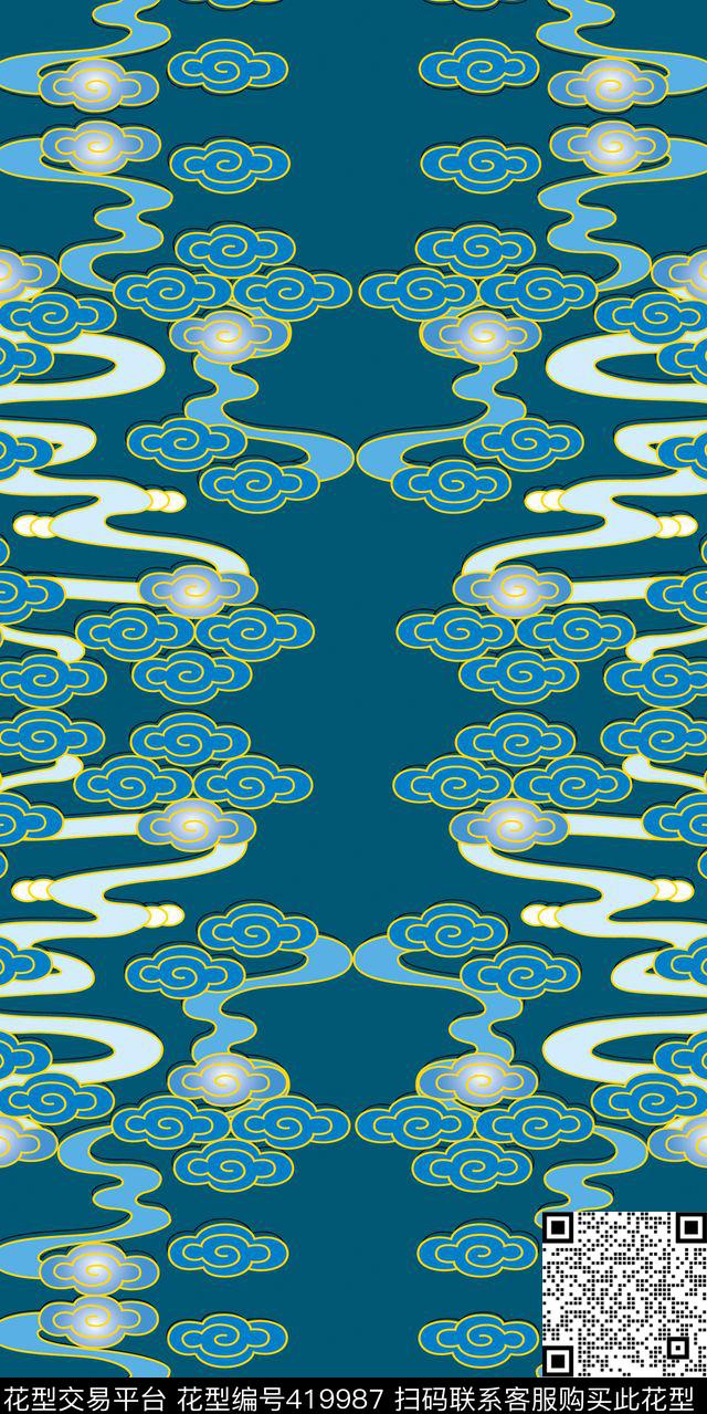 花纹民族真丝丝绸传统印花华亿平台下载（图片编号: 419987） - 瓦栏（Walan）