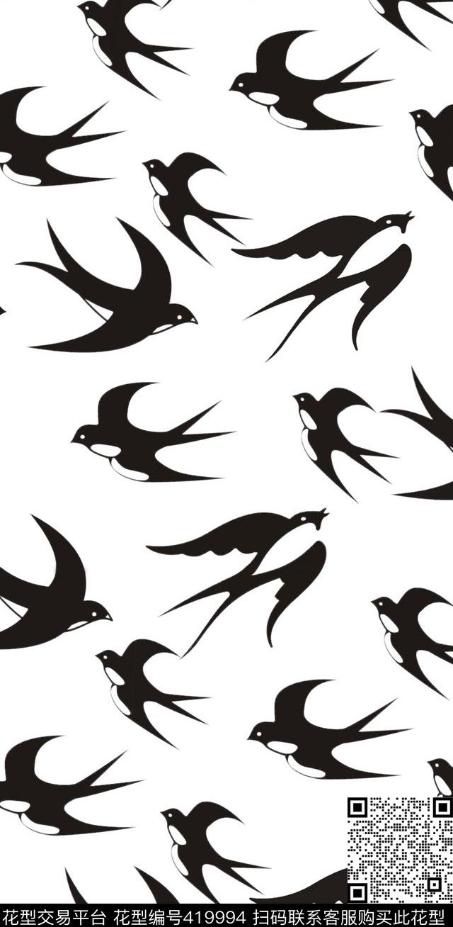 时尚休闲燕子潮牌传统印花华亿平台下载（图片编号: 419994） - 瓦栏（Walan）