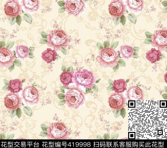 花卉家纺田园传统印花华亿平台下载（图片编号: 419998） - 瓦栏（Walan）