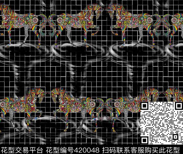 拼接动物数码印花华亿平台下载（图片编号: 420048） - 瓦栏（Walan）