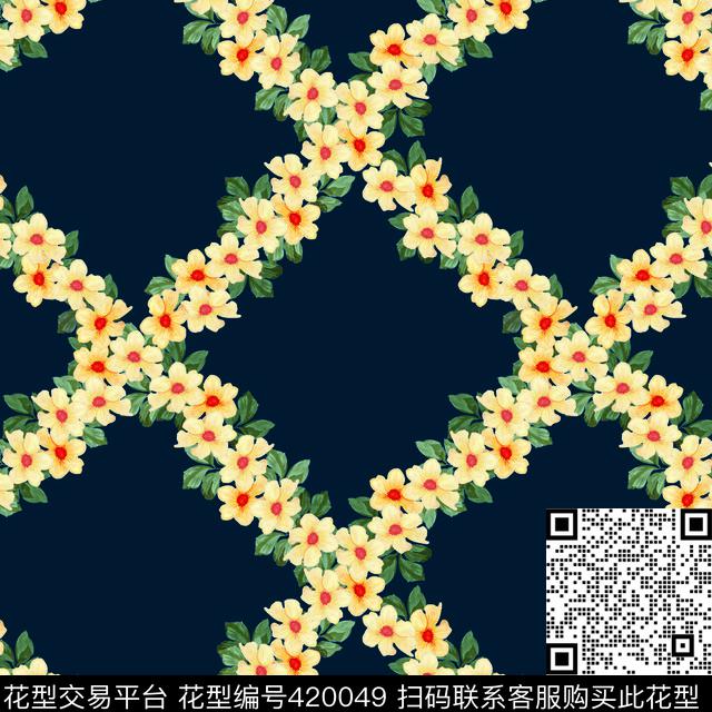 小黄花传统印花华亿平台下载（图片编号: 420049） - 瓦栏（Walan）