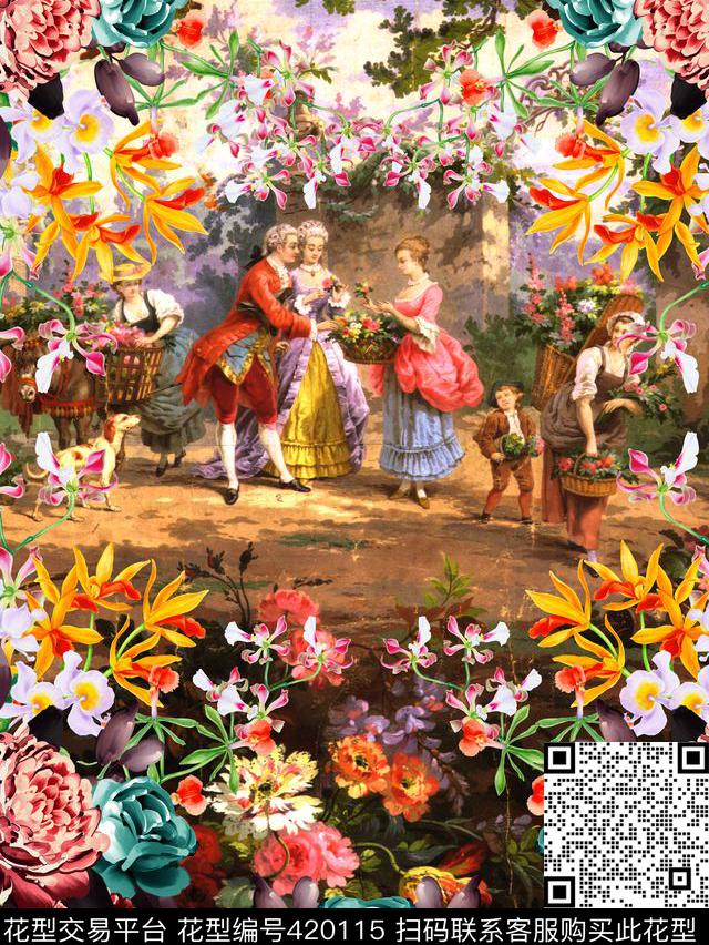 欧式花卉照片数码印花华亿平台下载（图片编号: 420115） - 瓦栏（Walan）