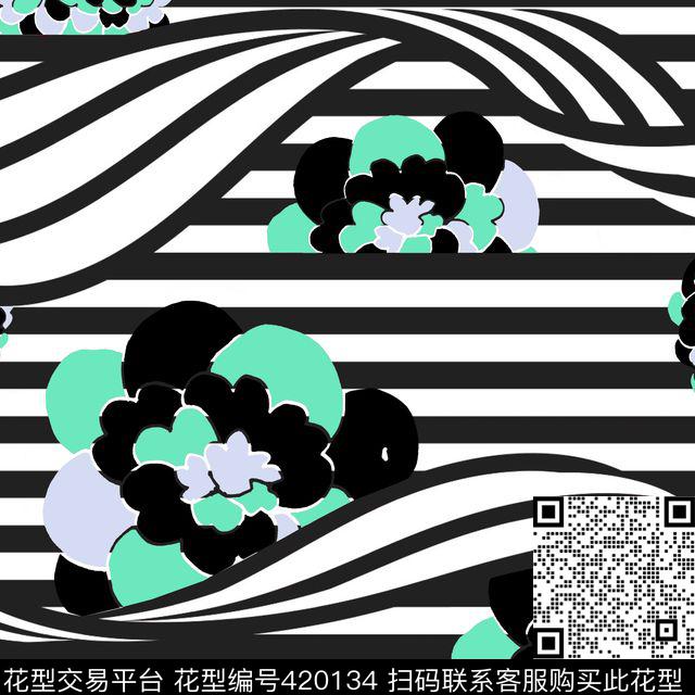 花卉线条自然传统印花华亿平台下载（图片编号: 420134） - 瓦栏（Walan）