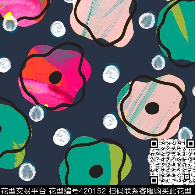 小花卉自然波点传统印花华亿平台下载（图片编号: 420152） - 瓦栏（Walan）