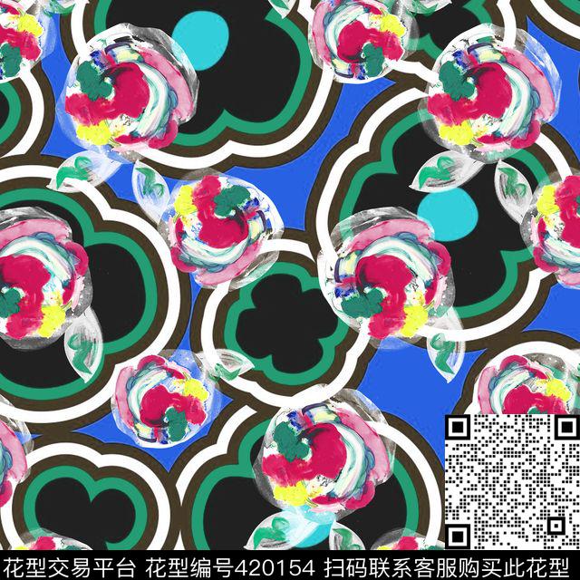 花卉自然层叠传统印花华亿平台下载（图片编号: 420154） - 瓦栏（Walan）