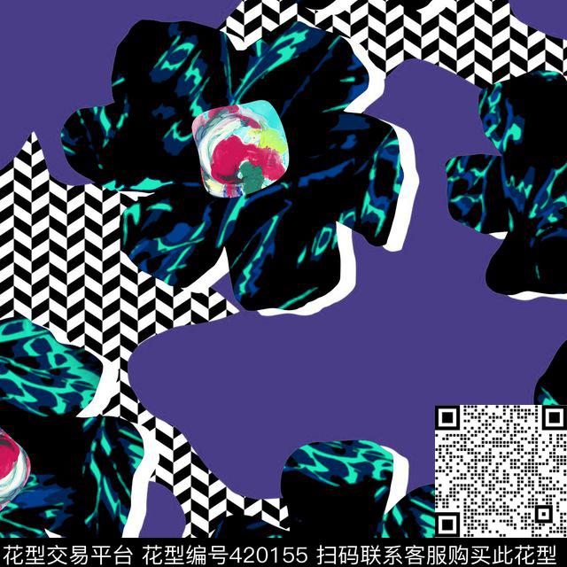 花卉几何自然传统印花华亿平台下载（图片编号: 420155） - 瓦栏（Walan）