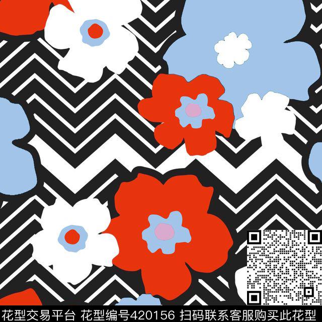 花卉几何自然传统印花华亿平台下载（图片编号: 420156） - 瓦栏（Walan）