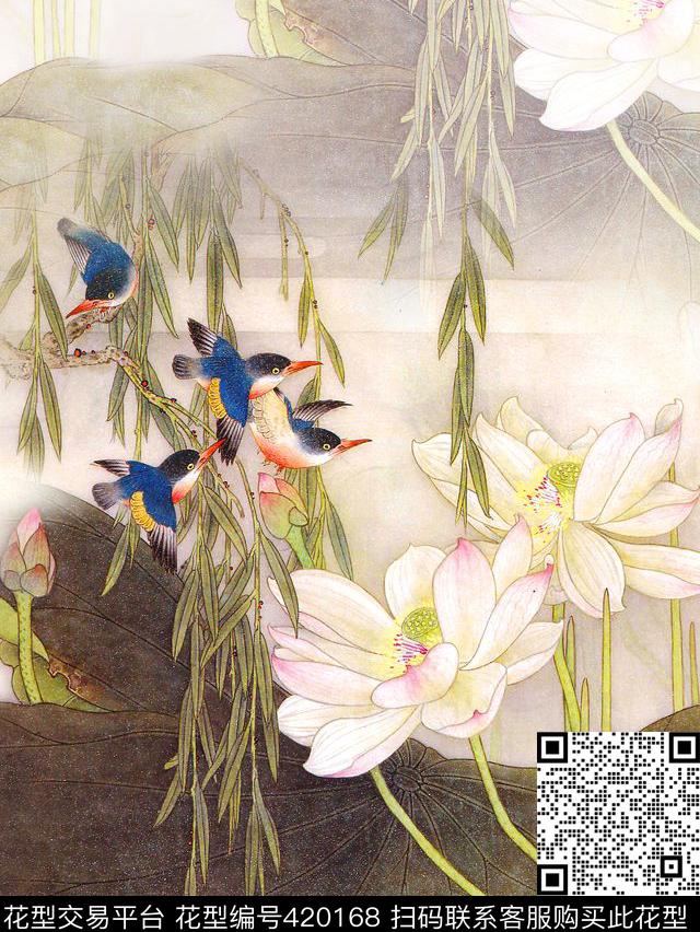 中国风花卉风景数码印花华亿平台下载（图片编号: 420168） - 瓦栏（Walan）