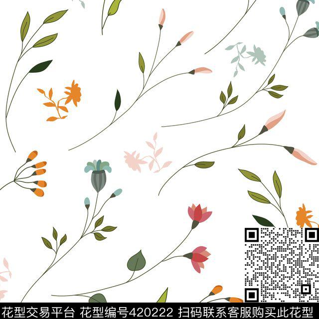 树枝清新服装传统印花华亿平台下载（图片编号: 420222） - 瓦栏（Walan）