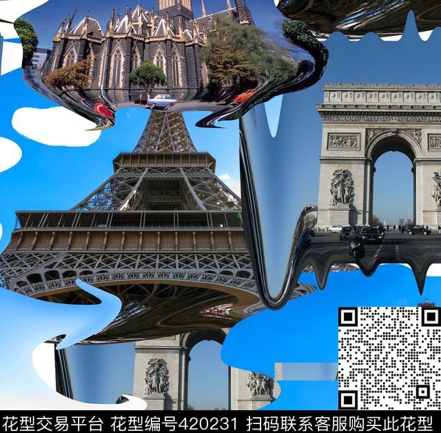 巴黎潮流度假数码印花华亿平台下载（图片编号: 420231） - 瓦栏（Walan）