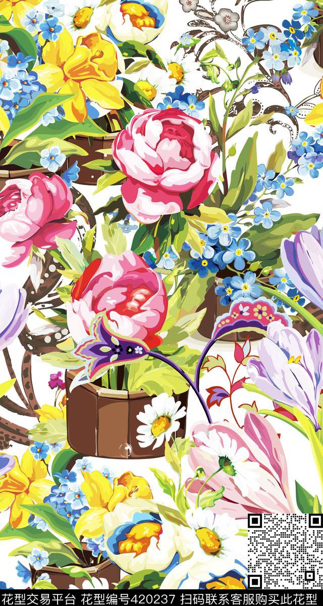 服装花卉佩斯利传统印花华亿平台下载（图片编号: 420237） - 瓦栏（Walan）