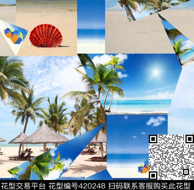 潮流复古沙滩数码印花华亿平台下载（图片编号: 420248） - 瓦栏（Walan）