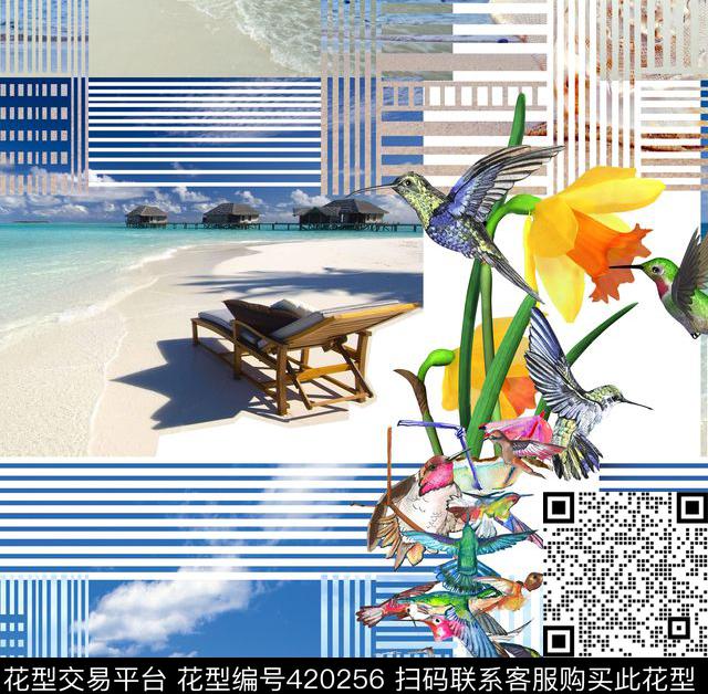 潮流复古手绘数码印花华亿平台下载（图片编号: 420256） - 瓦栏（Walan）