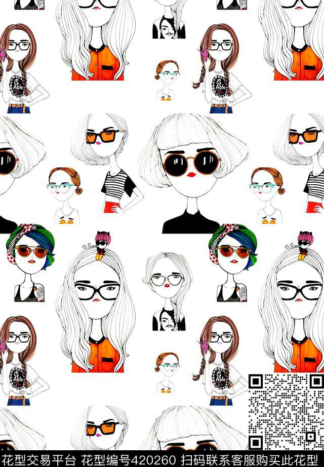 插画个性人物sunday_动物人物系列数码印花华亿平台下载（图片编号: 420260） - 瓦栏（Walan）