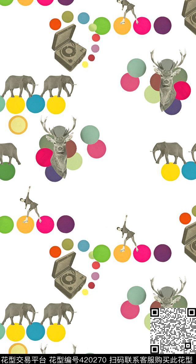 动物怀旧简约波点数码印花华亿平台下载（图片编号: 420270） - 瓦栏（Walan）