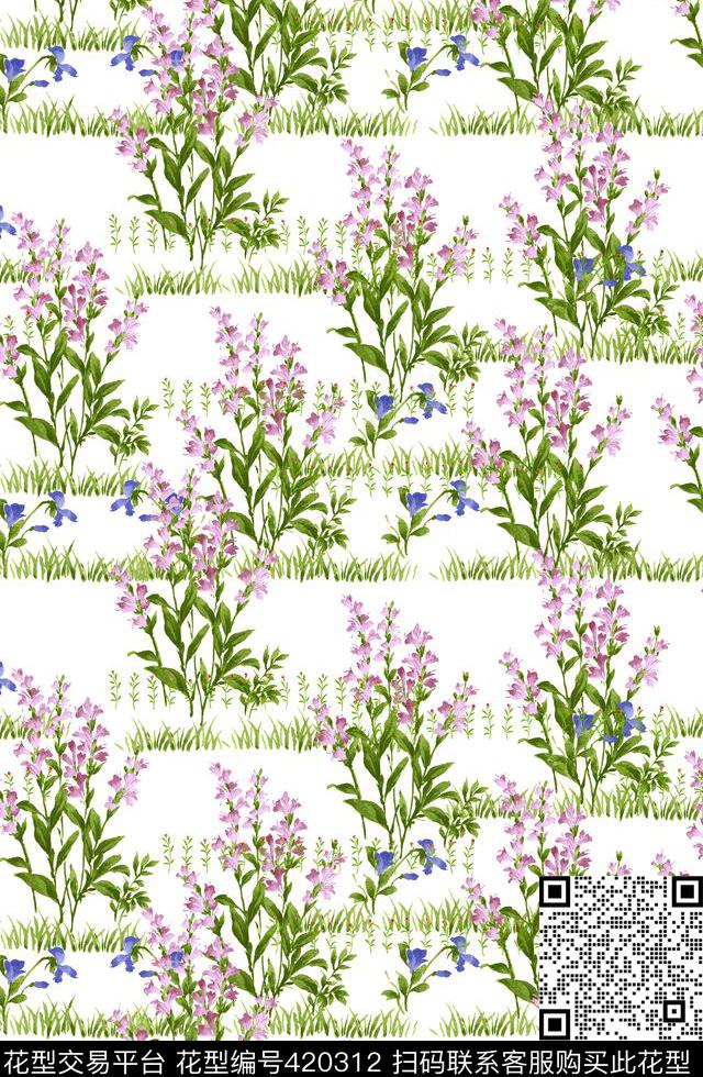 清新春夏手绘田园风数码印花华亿平台下载（图片编号: 420312） - 瓦栏（Walan）