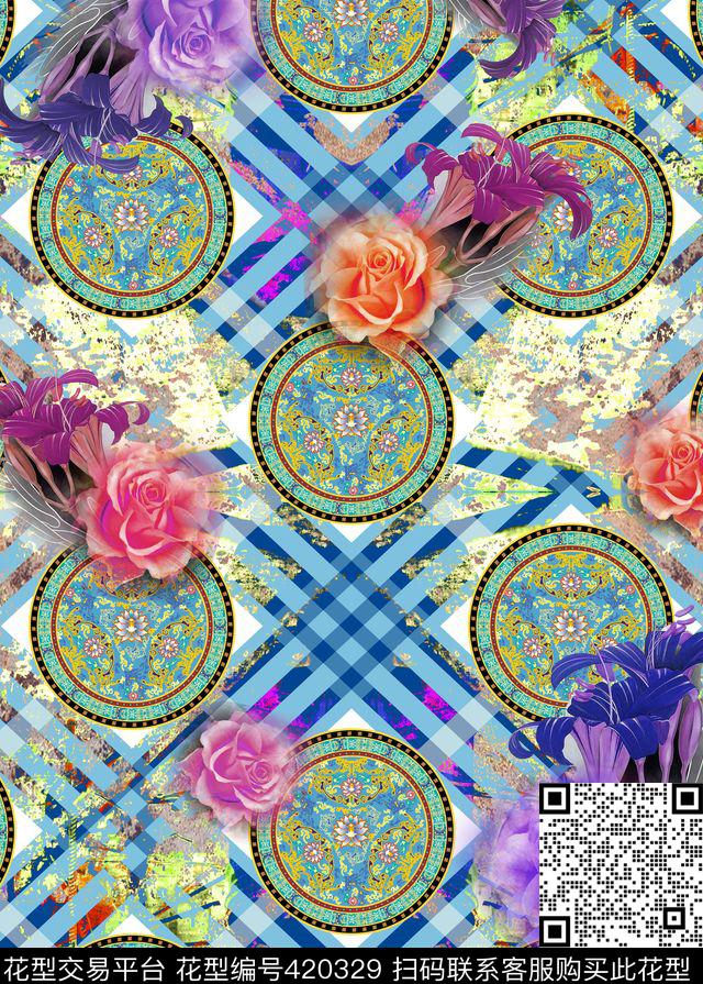 抽象几何几何肌理数码印花华亿平台下载（图片编号: 420329） - 瓦栏（Walan）