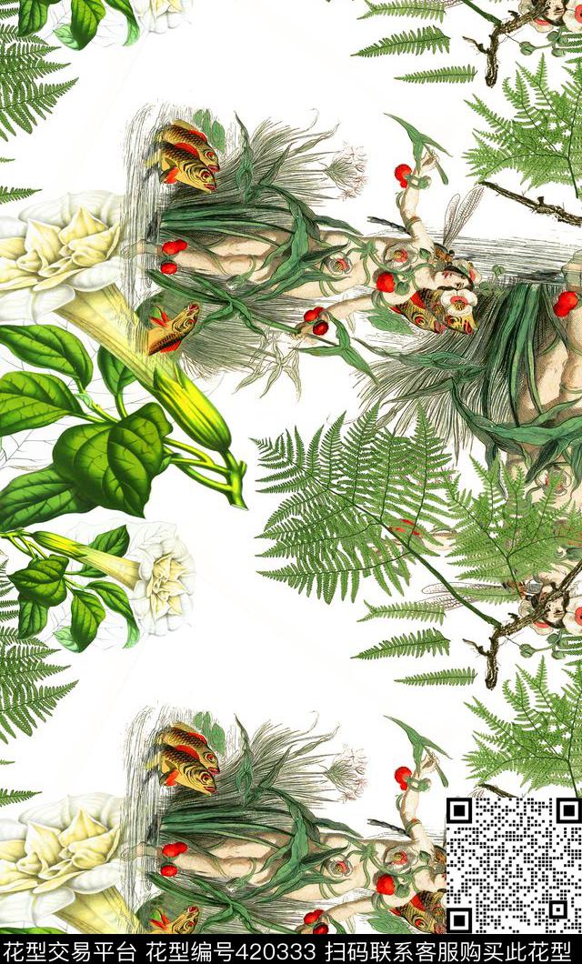 热带雨林叶子花数码印花华亿平台下载（图片编号: 420333） - 瓦栏（Walan）