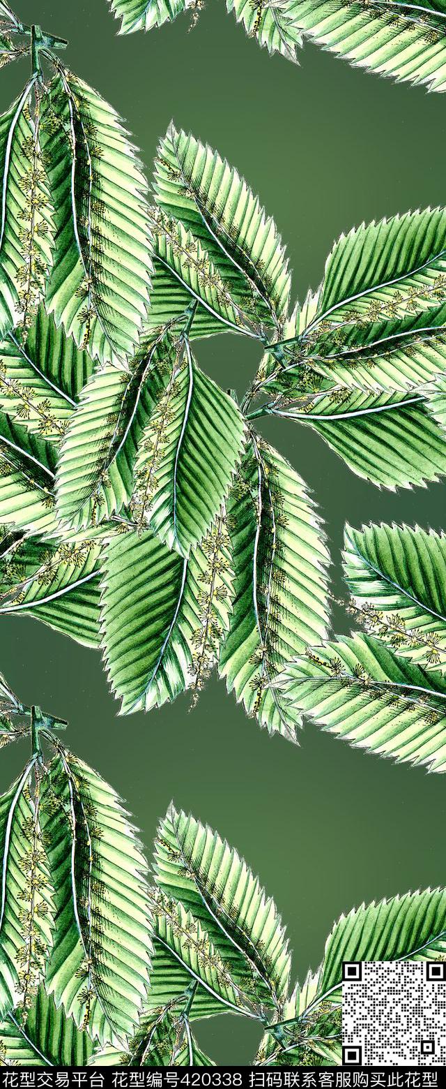 自然滋润绿叶数码印花华亿平台下载（图片编号: 420338） - 瓦栏（Walan）
