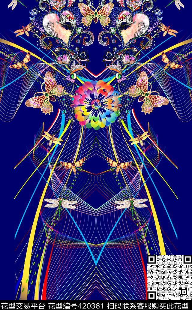 抽象炫光花卉数码印花华亿平台下载（图片编号: 420361） - 瓦栏（Walan）