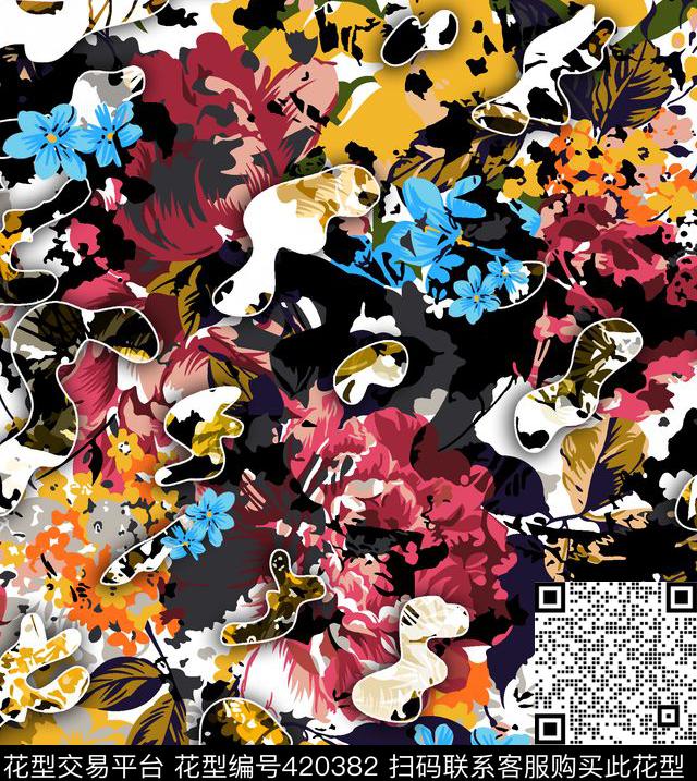 欧美迷彩枝叶数码印花华亿平台下载（图片编号: 420382） - 瓦栏（Walan）