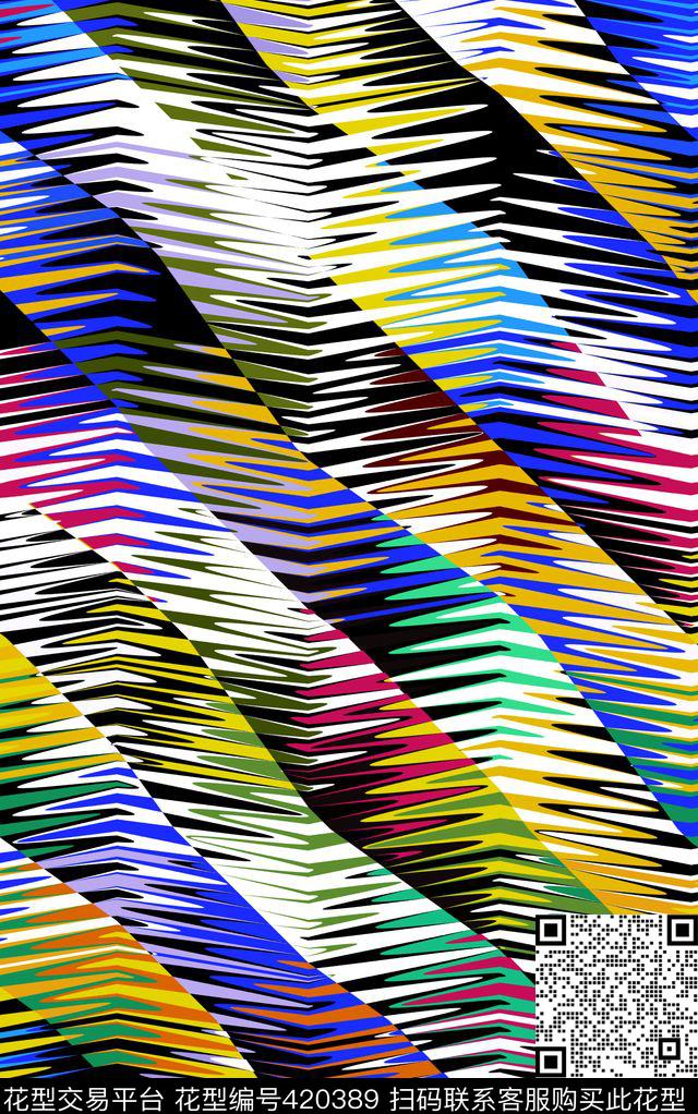 几何波纹斜纹传统印花华亿平台下载（图片编号: 420389） - 瓦栏（Walan）
