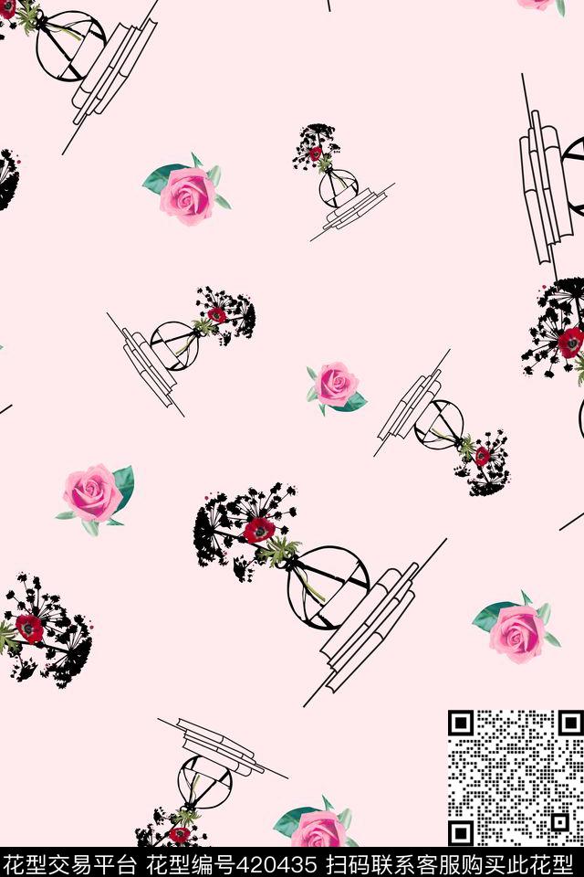 女装四方连续花鸟植物传统印花华亿平台下载（图片编号: 420435） - 瓦栏（Walan）