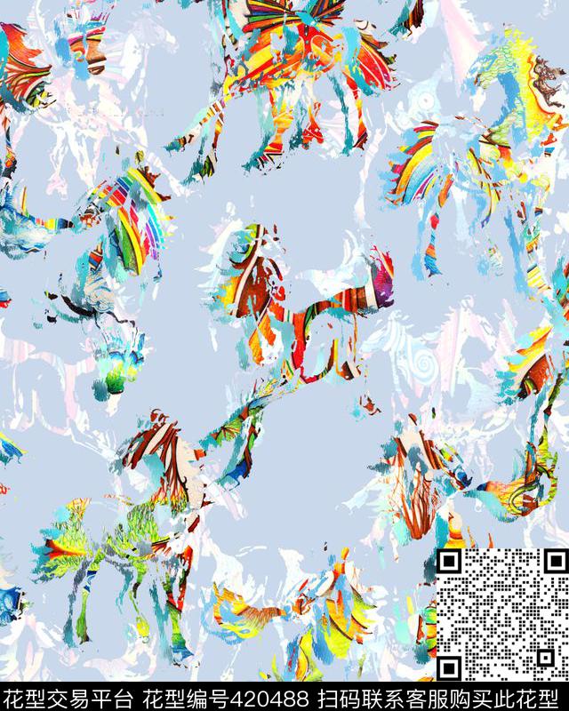 男装抽象马数码印花华亿平台下载（图片编号: 420488） - 瓦栏（Walan）