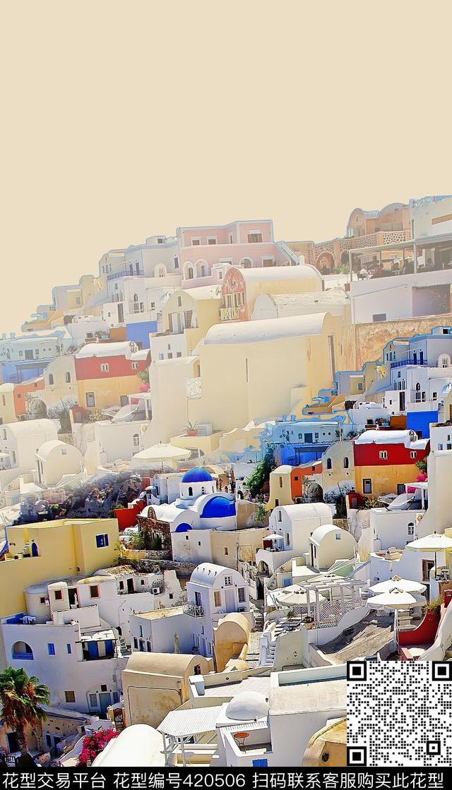 度假希腊爱情海数码印花华亿平台下载（图片编号: 420506） - 瓦栏（Walan）