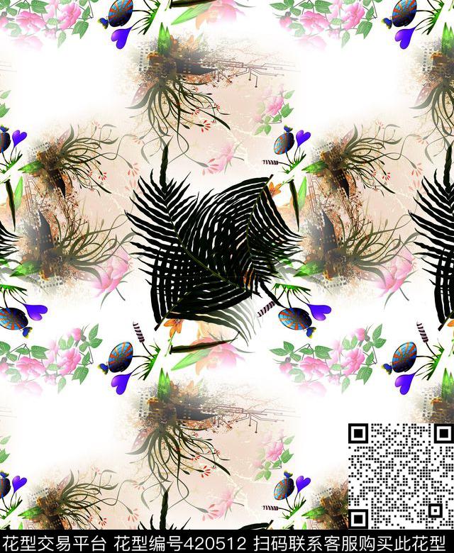 草丛花枝田园数码印花华亿平台下载（图片编号: 420512） - 瓦栏（Walan）