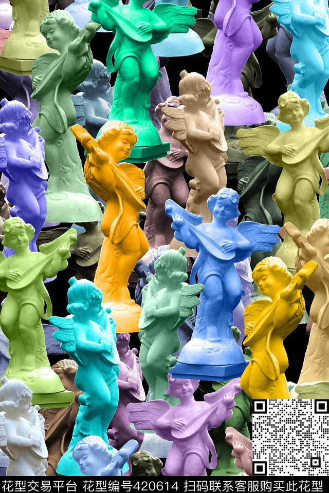 抽象雕塑欧式数码印花华亿平台下载（图片编号: 420614） - 瓦栏（Walan）