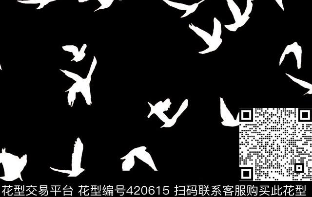 白飞鸟鸟动物传统印花华亿平台下载（图片编号: 420615） - 瓦栏（Walan）